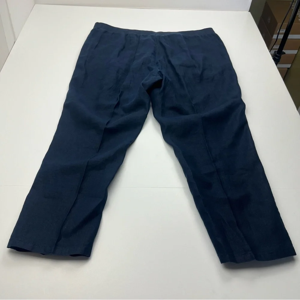 J. Jill Love‎ Linen Cropped Pants Womens Large Petite Navy Blue Pull On Pockets - Picture 13 of 13